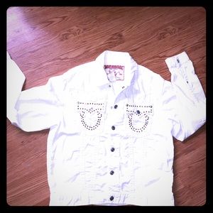 True Religion white jean jacket